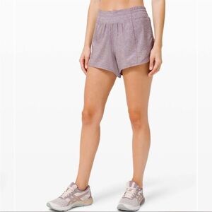 Lululemon Hotty Hot Short *High-Rise Long 4" Heather Lux Multi Violet Verbana